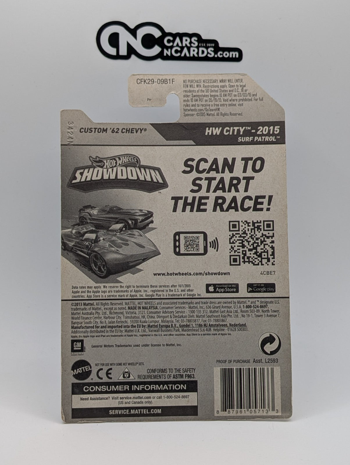 2015 Hot Wheels HW City Surf Patrol Custom '62 Chevy Yellow 72/250