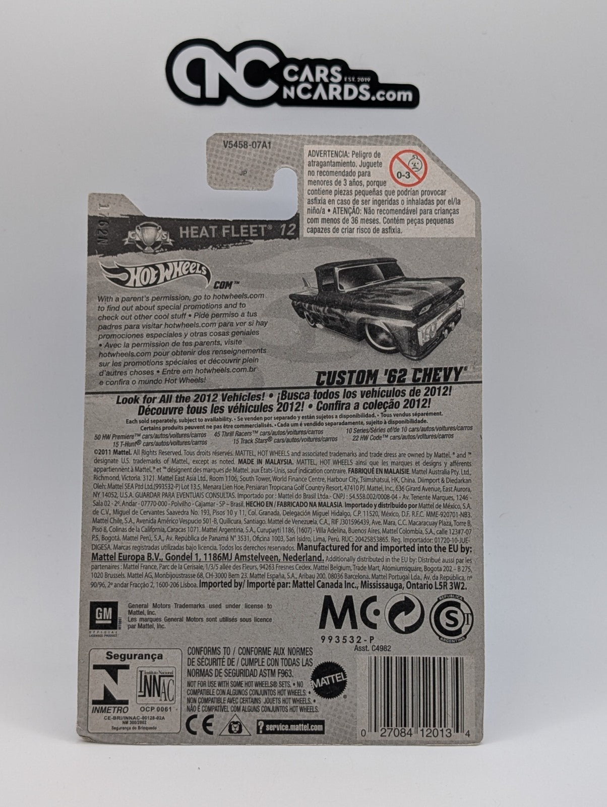 2012 Hot Wheels Heat Fleet 4/10 Custom '62 Chevy Blue 154/247