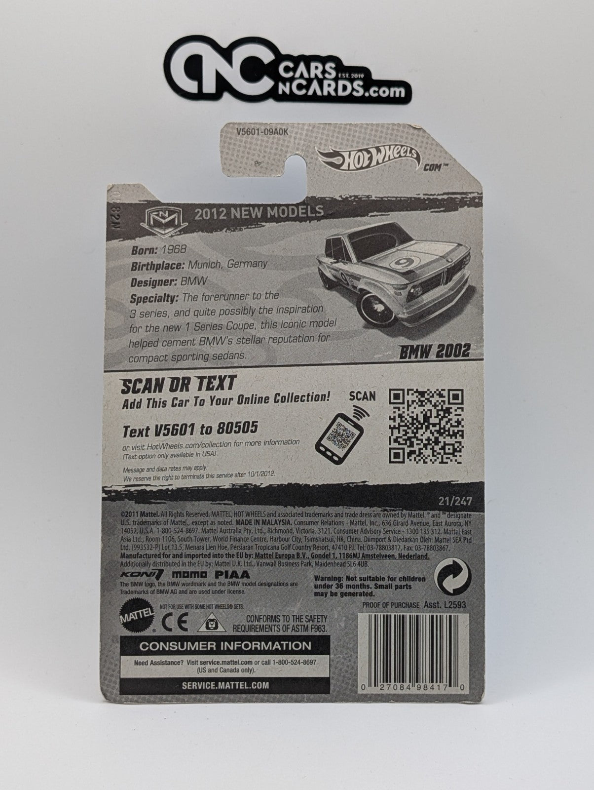 2012 Hot Wheels New Models 21/50 BMW 2002 White 21/247 (Card Damage)