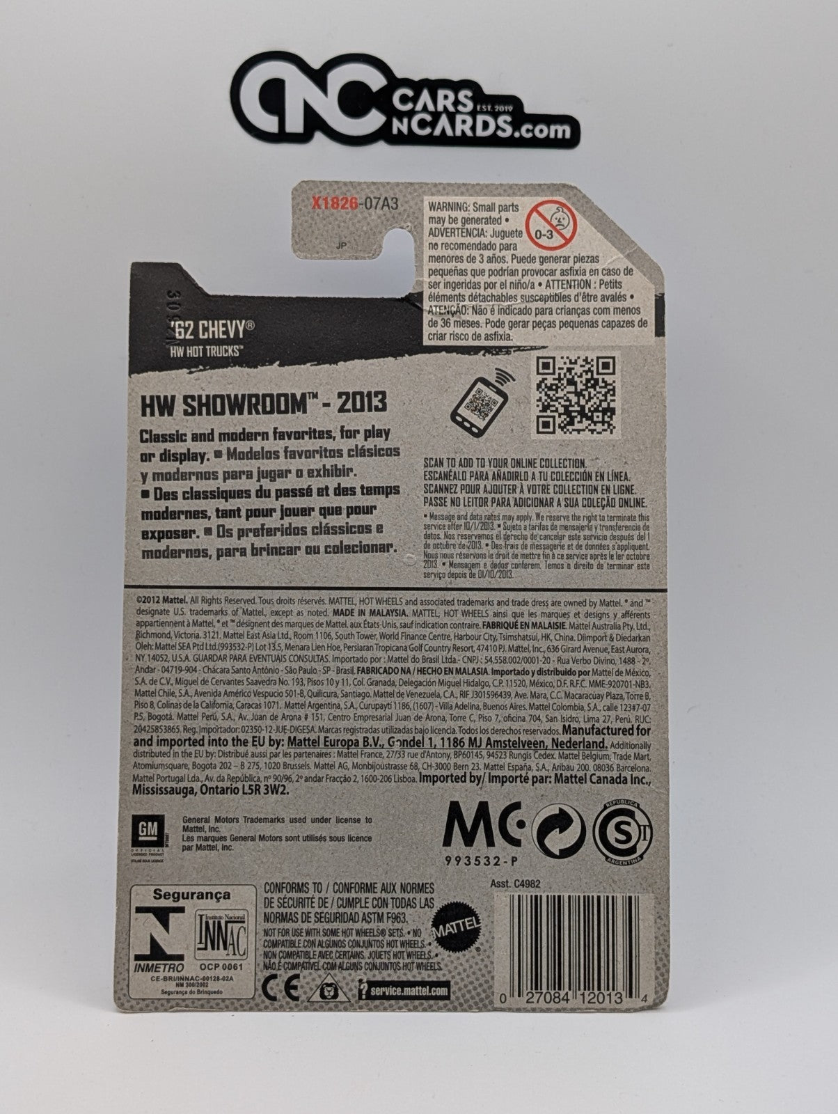 2013 Hot Wheels HW Showroom '62 Chevy Red 162/250 (Card Damage)