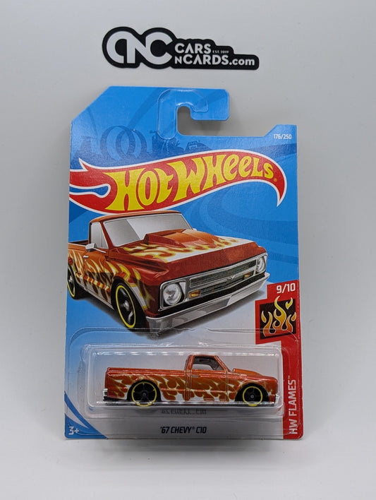 2019 Hot Wheels HW Flames 9/10 '67 Chevy C10 Orange 176/250