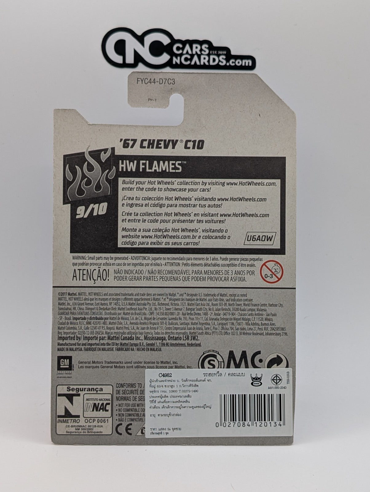 2019 Hot Wheels HW Flames 9/10 '67 Chevy C10 Orange 176/250