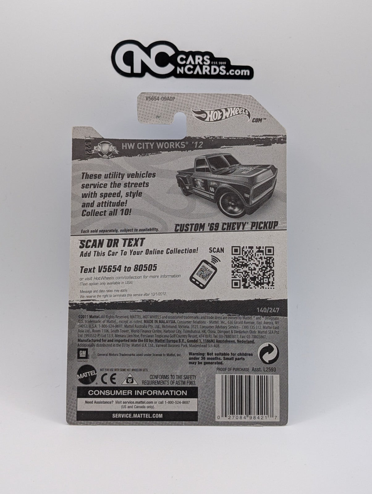 2012 Hot Wheels Factory Sealed Custom '69 Chevy Pickup Blue 140/247