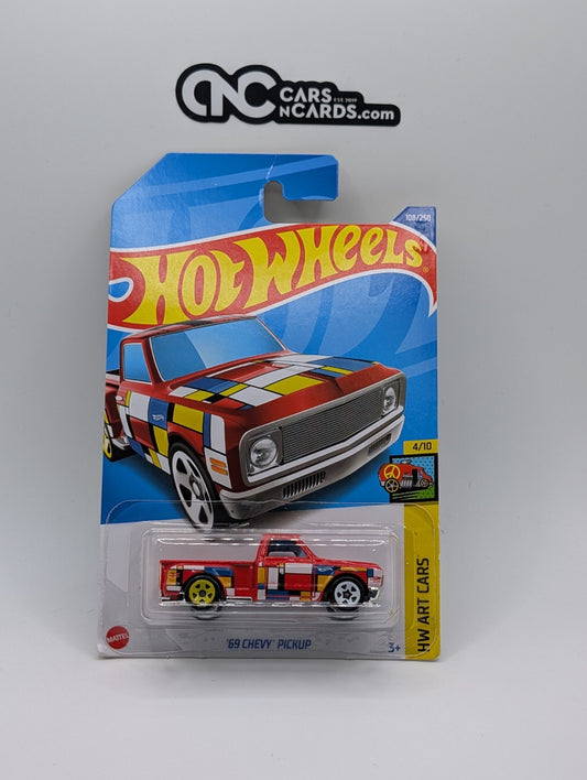 2022 Hot Wheels HW Art Cars 4/10 Custom '69 Chevy Pickup Red 108/250