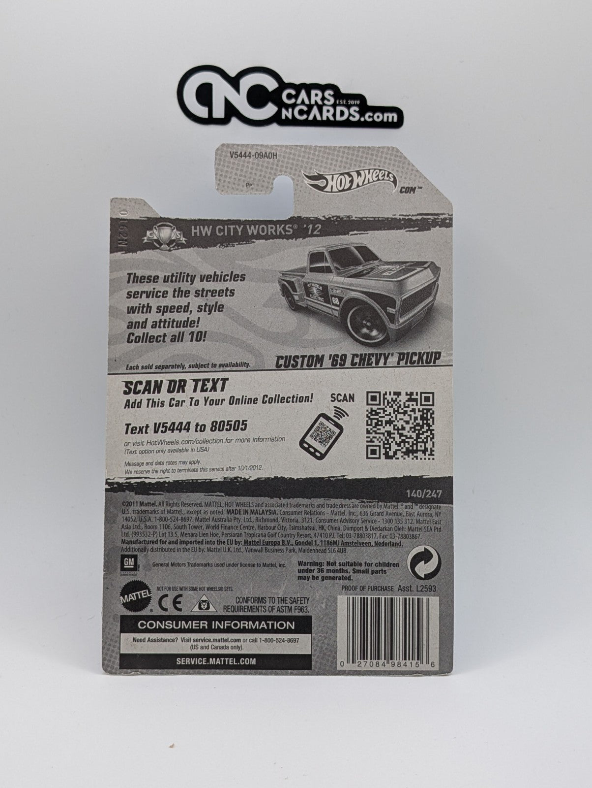 2012 Hot Wheels Factory Sealed Custom '69 Chevy Pickup Green 140/247