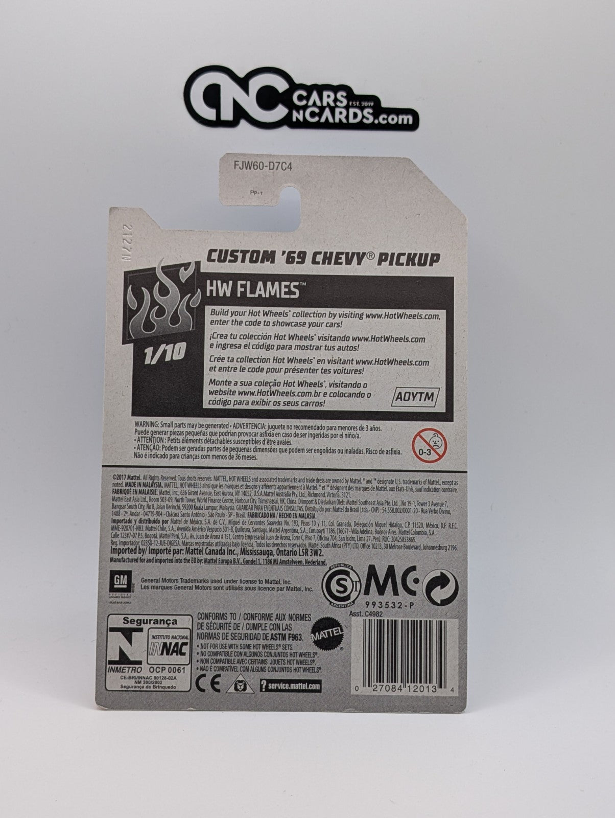 2018 Hot Wheels HW Flames 1/10 Custom '69 Chevy Pickup Purple 11/365