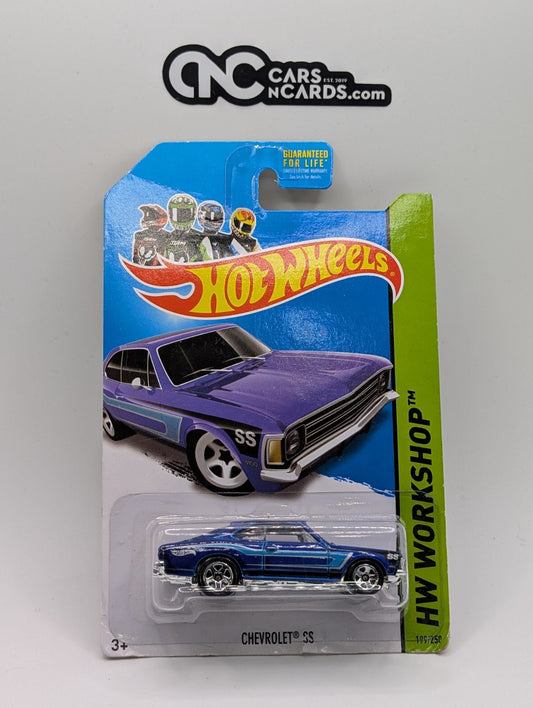 2014 Hot Wheels HW Workshop Chevrolet SS Blue 199/250 (Card Damage)