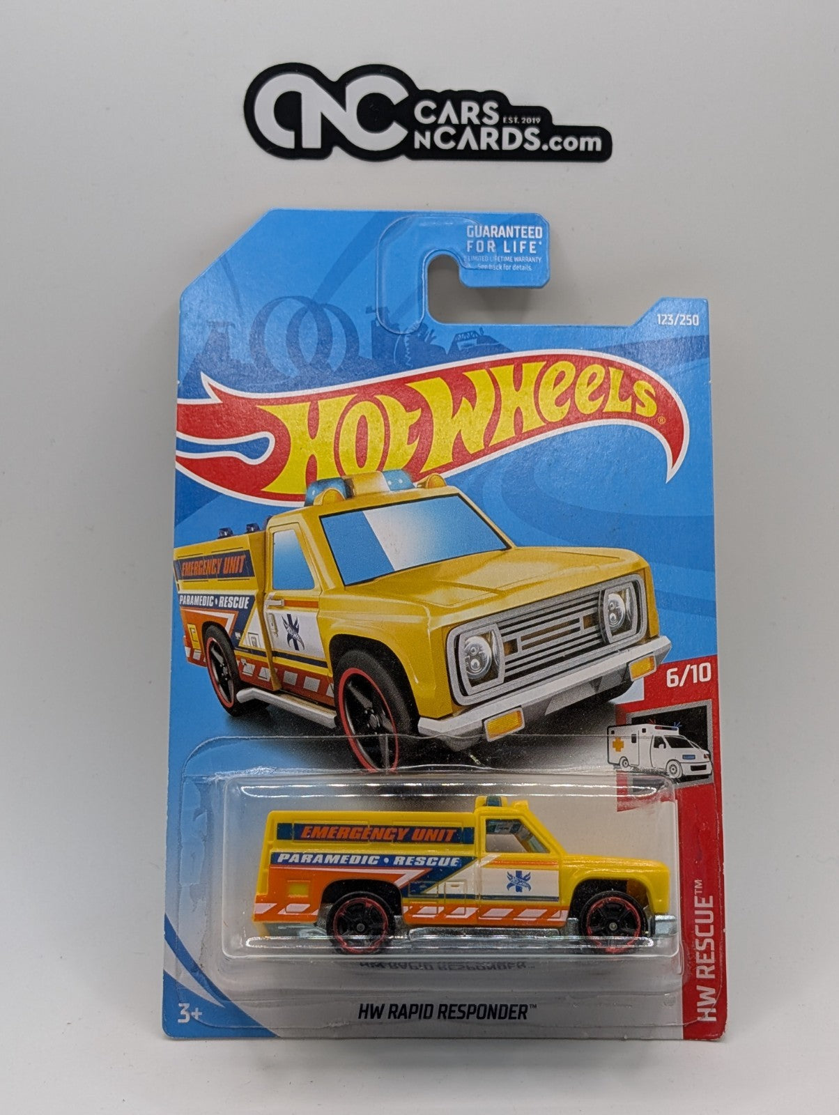 2019 Hot Wheels HW Rescue 6/10 Rapid Responder Rescue Ranger Yellow 123/250