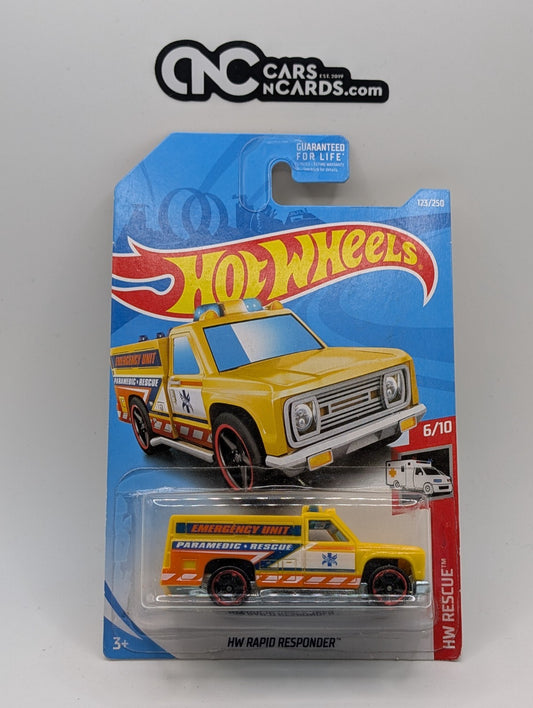2019 Hot Wheels HW Rescue 6/10 Rapid Responder Rescue Ranger Yellow 123/250