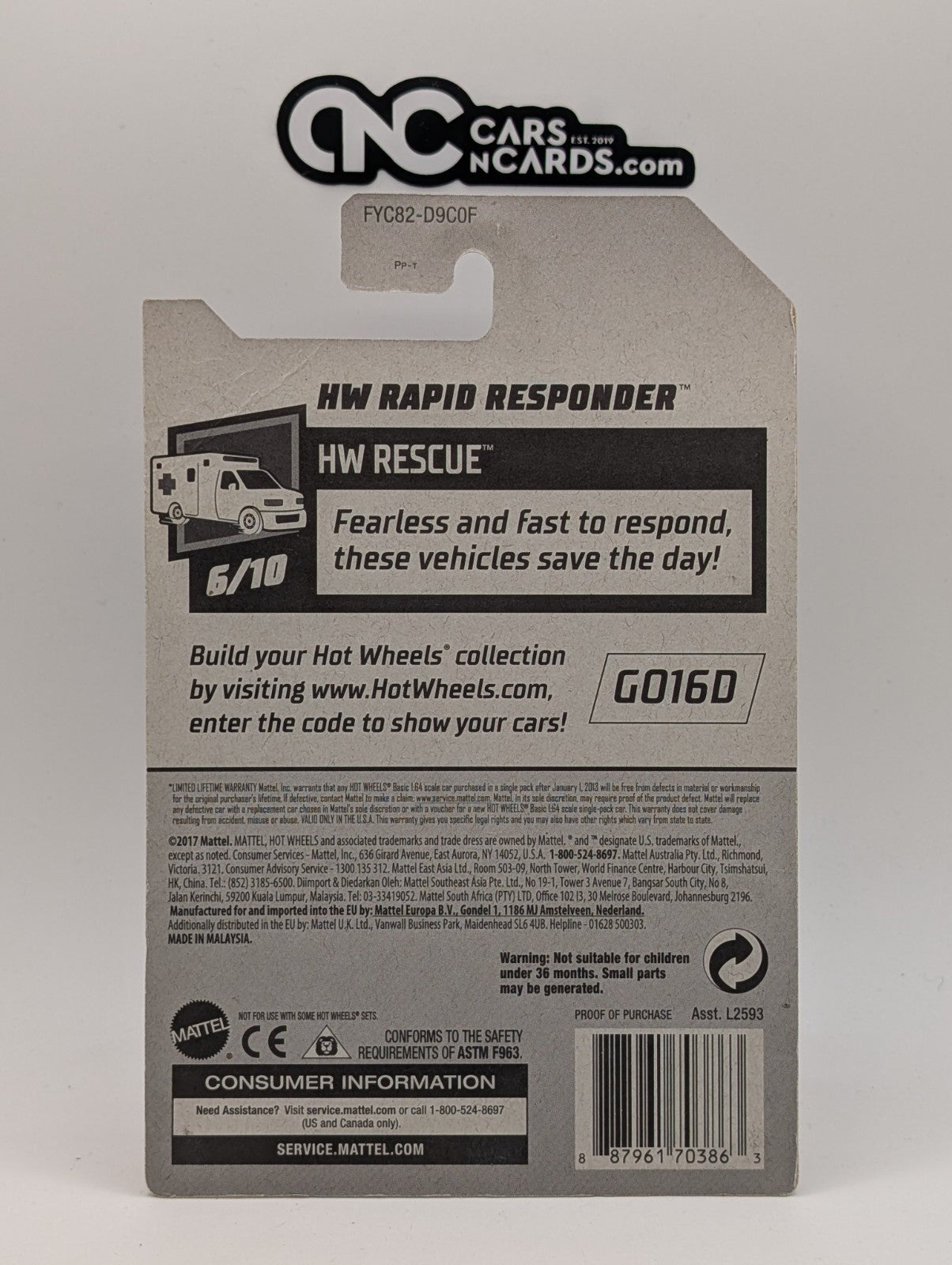 2019 Hot Wheels HW Rescue 6/10 Rapid Responder Rescue Ranger Yellow 123/250