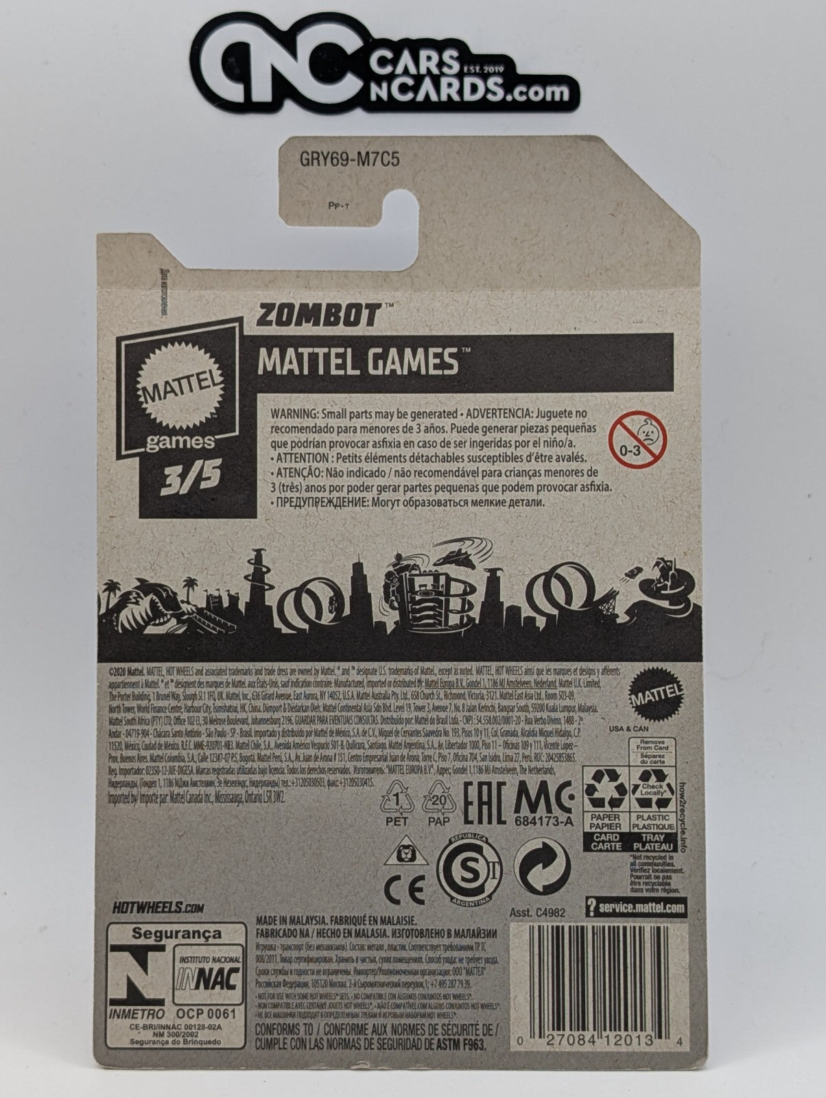 2021 Hot Wheels Mattel Games 3/5 Zombot Red 46/250 Rock'Em Sock'Em Robots