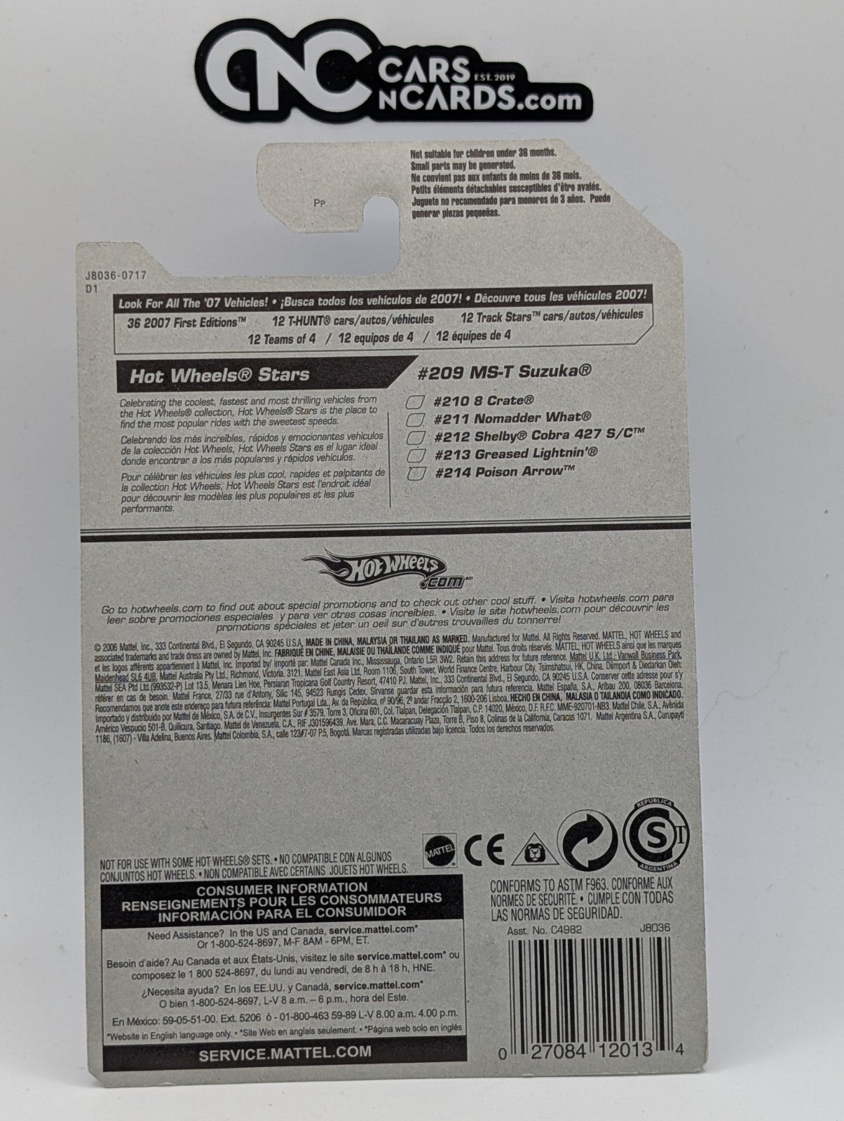 2007 Hot Wheels MS-T Suzuka Orange 209/223 (Card Damage)