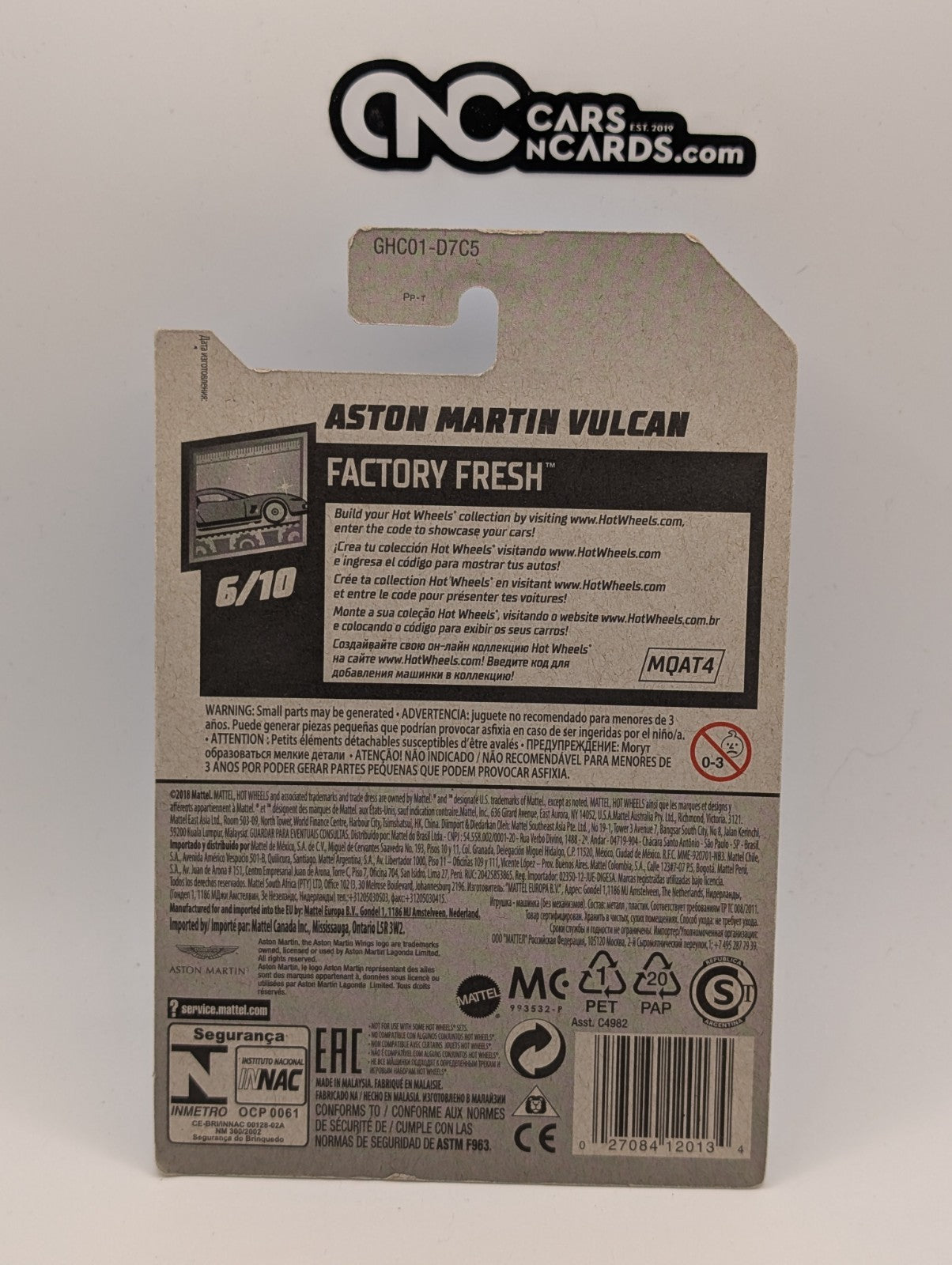2019 Hot Wheels Factory Fresh 6/10 Aston Martin Vulcan White 88/250