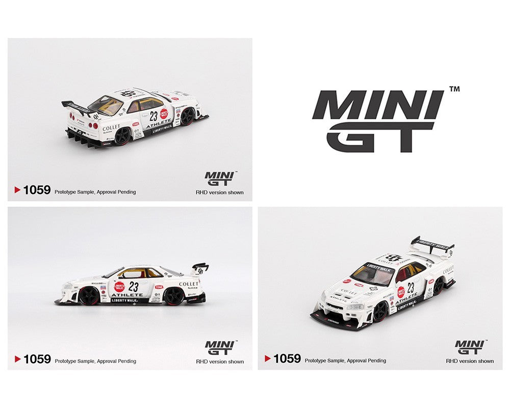 Mini GT 1:64 Nissan LB-ER34 Super Silhouette Skyline ATHLETE/COLLET – White
