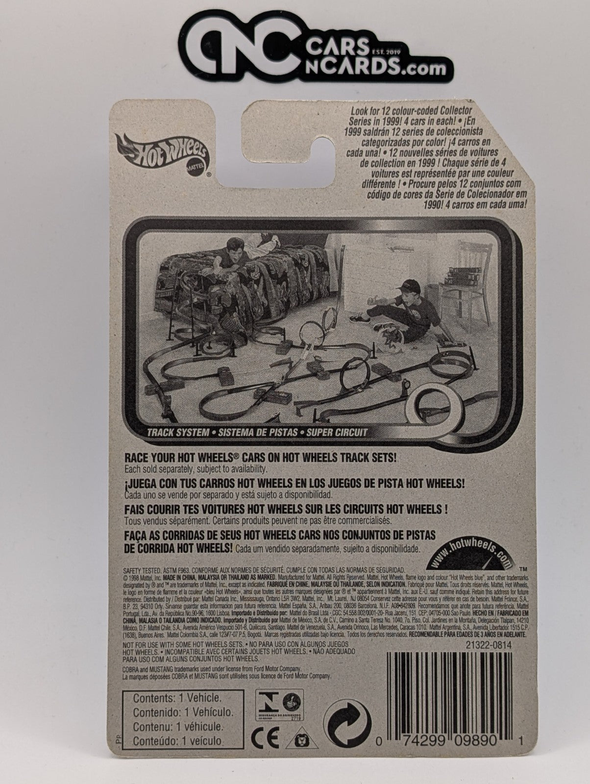 1999 Hot Wheels Mega Graphics 2/4 Mustang Cobra White 21322 Collector #974