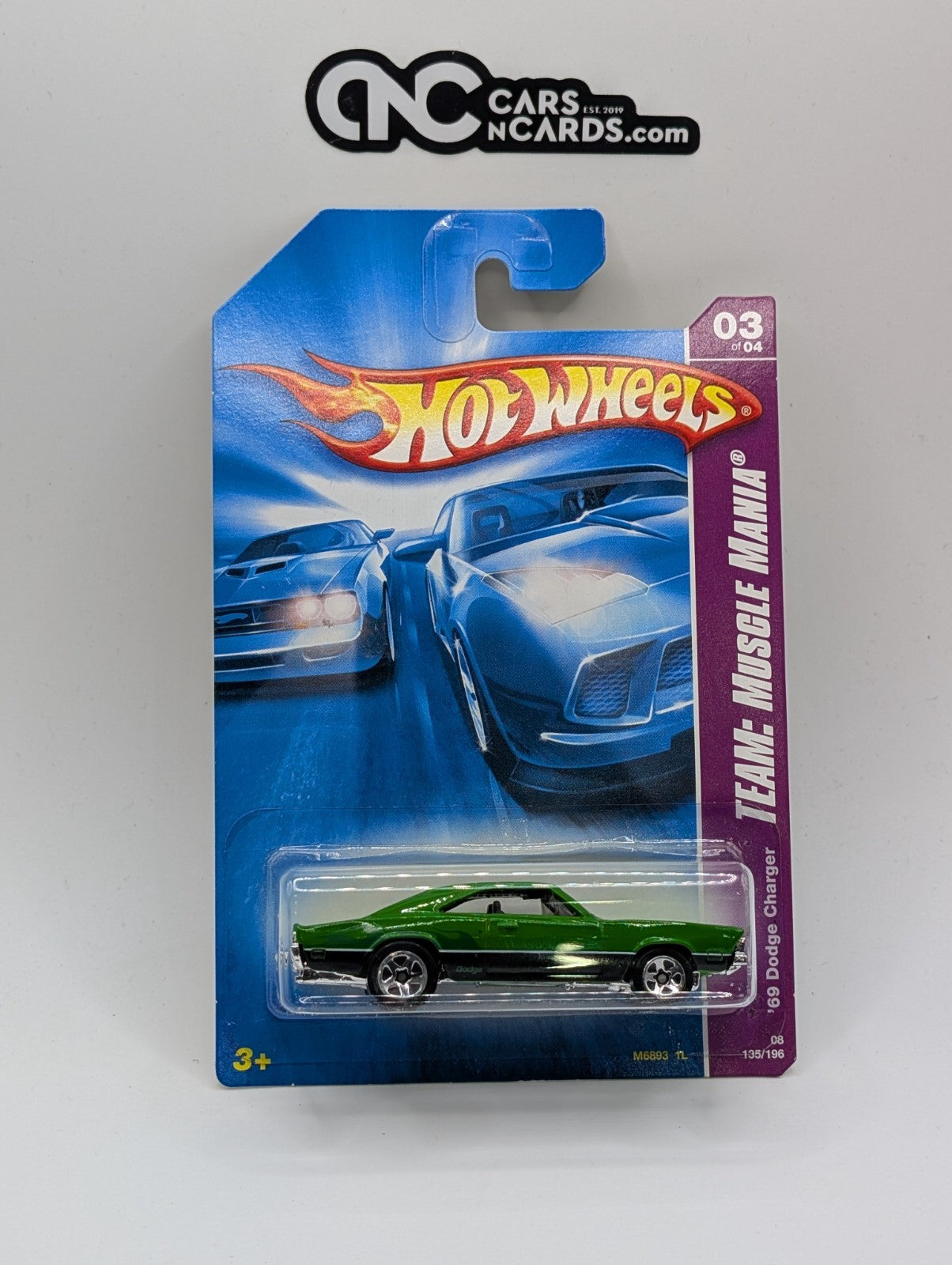 2008 Hot Wheels Muscle Mania 3/4 '69 Dodge Charger Green 135/196