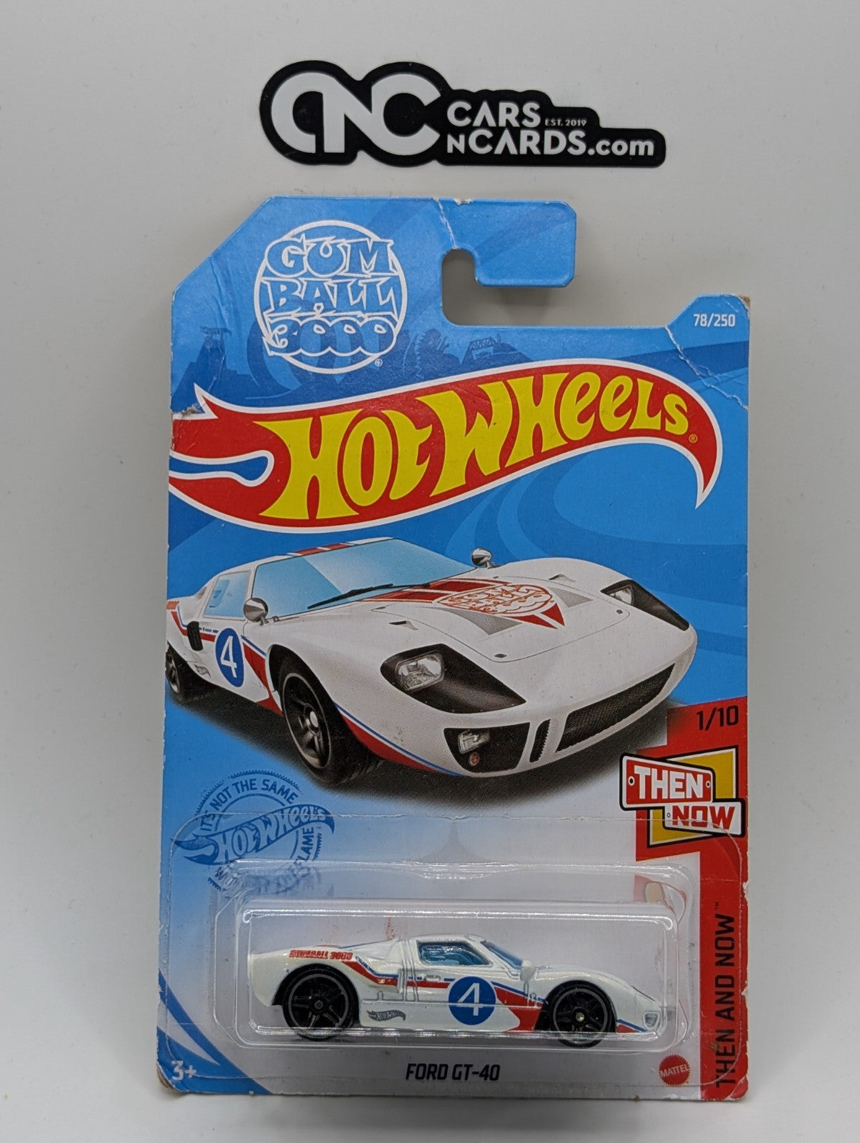 2021 Hot Wheels Then And Now 1/10 Ford GT-40 White Gumball 3000 (Card Damage)