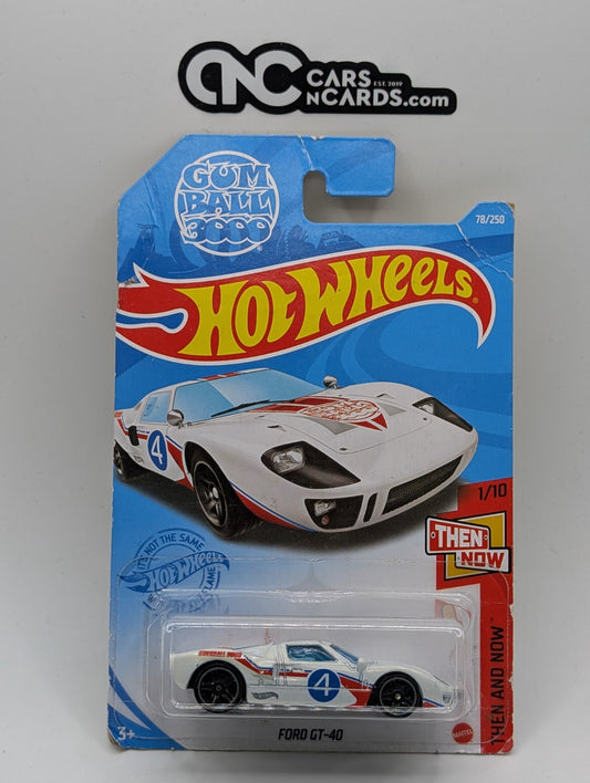 2021 Hot Wheels Then And Now 1/10 Ford GT-40 White Gumball 3000 (Card Damage)