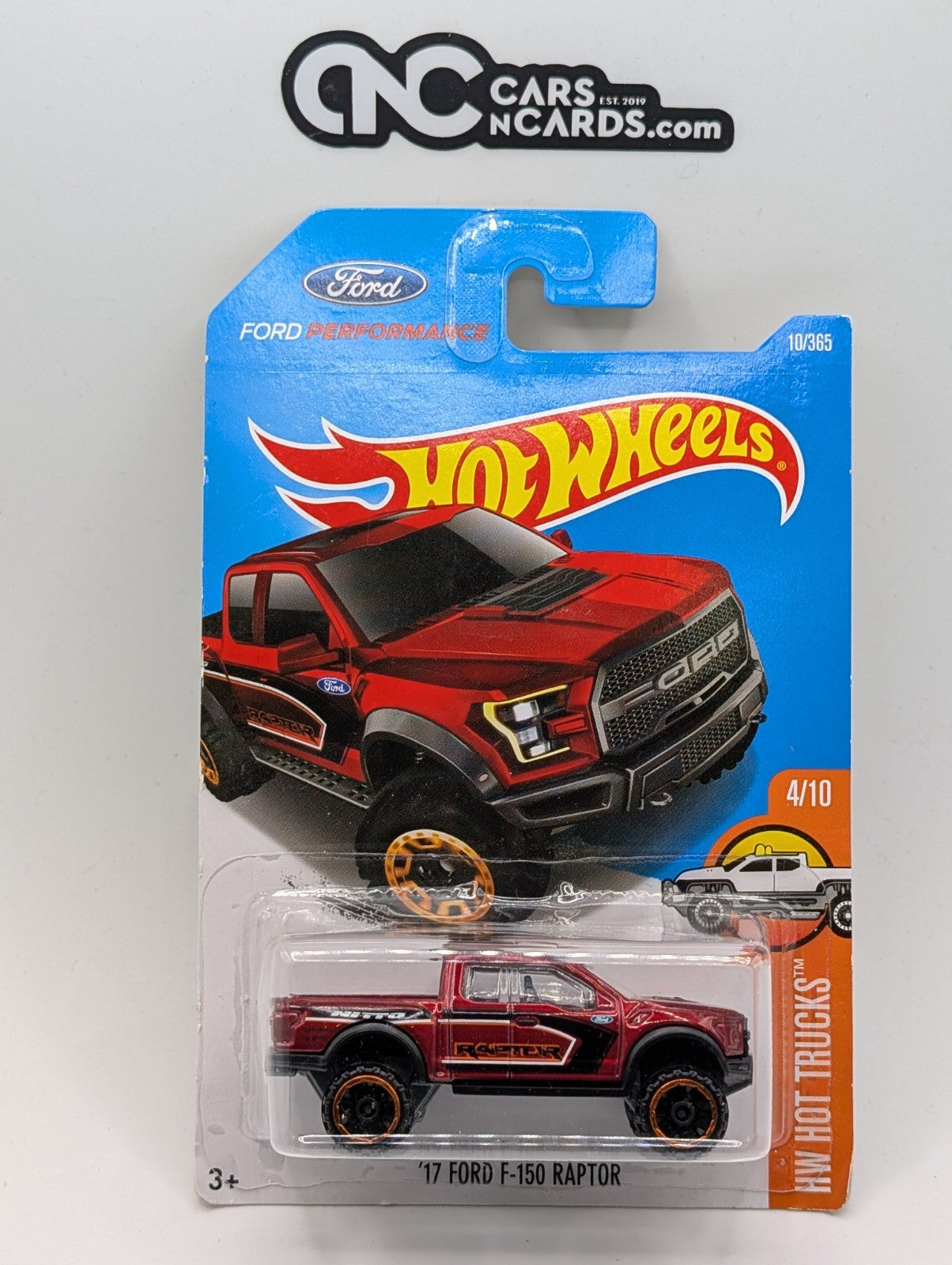 2017 Hot Wheels HW Hot Trucks '17 Ford F-150 Raptor Red 10/365 (Soft Corners)