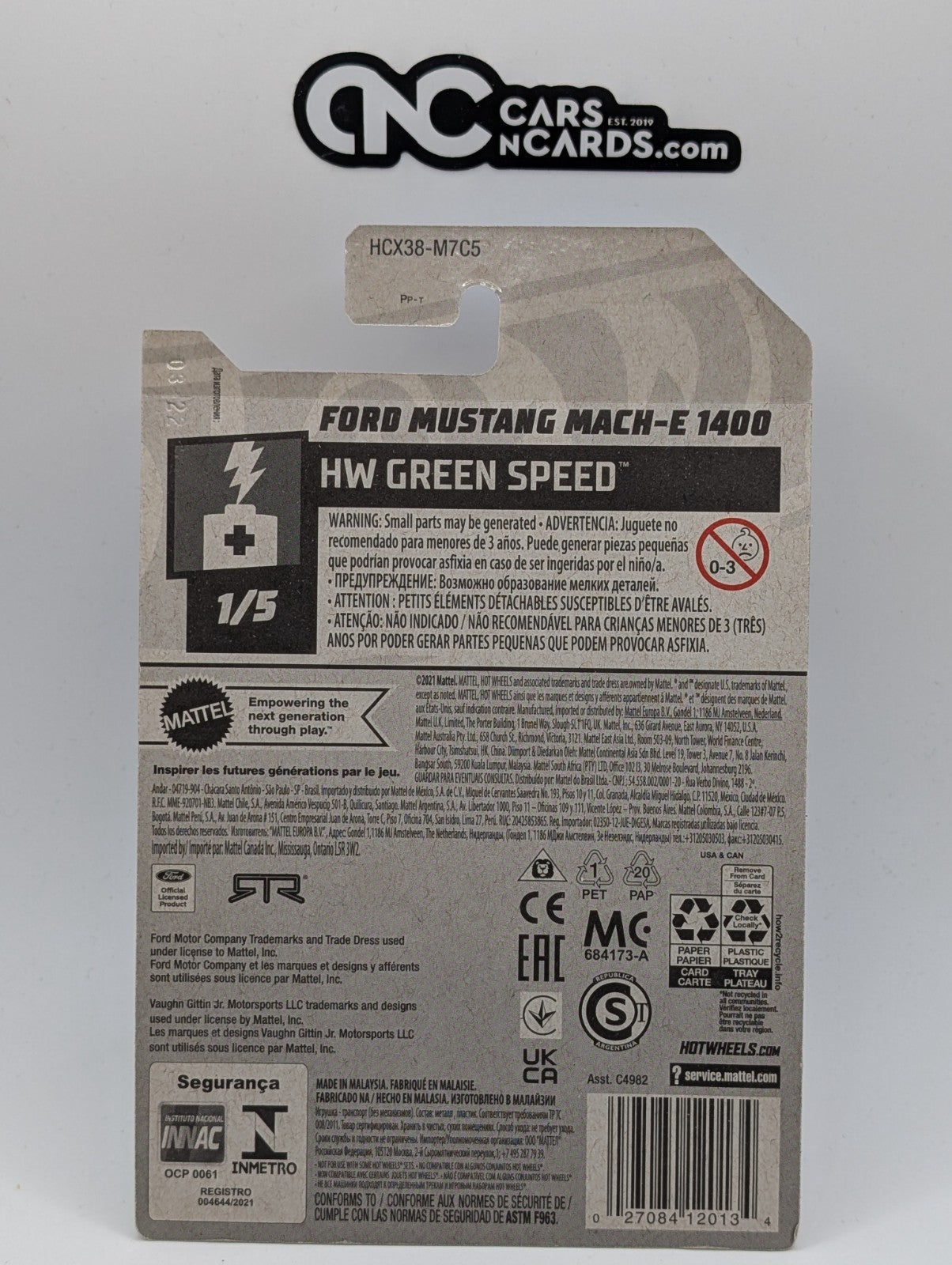 2022 Hot Wheels HW Green Speed 1/5 Ford Mustang Mach-E 1400 (Card Damage)