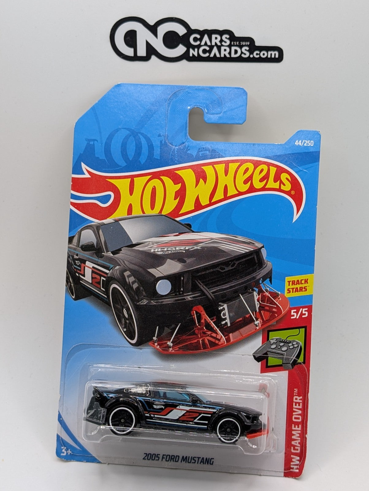 2019 Hot Wheels HW Game Over 5/5 2005 Ford Mustang Black (Card Damage)