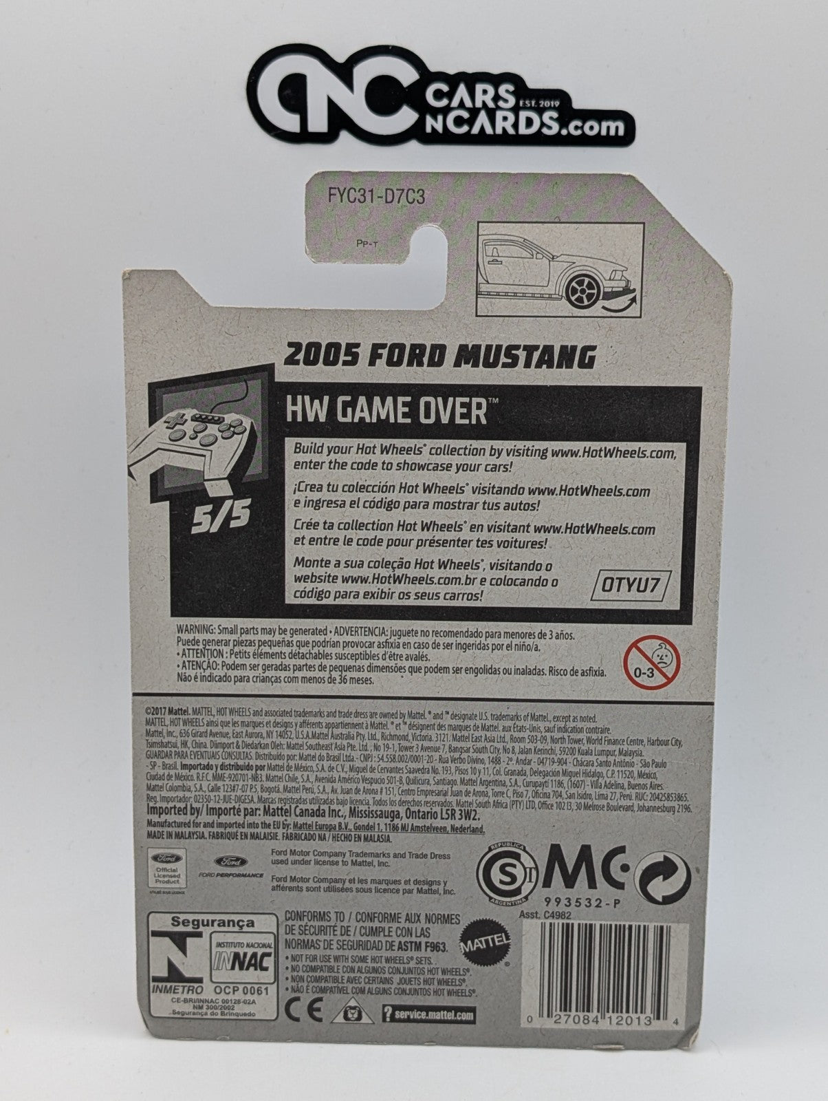 2019 Hot Wheels HW Game Over 5/5 2005 Ford Mustang Black (Card Damage)