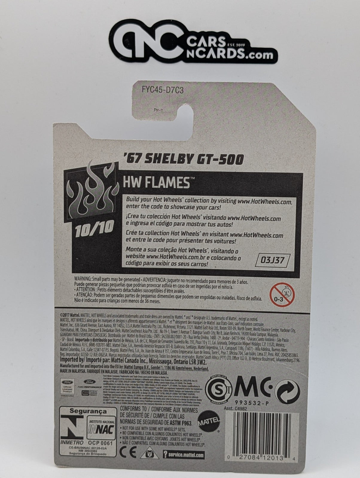 2019 Hot Wheels HW Flames 10/10 '67 Shelby GT-500 Blue 33/250