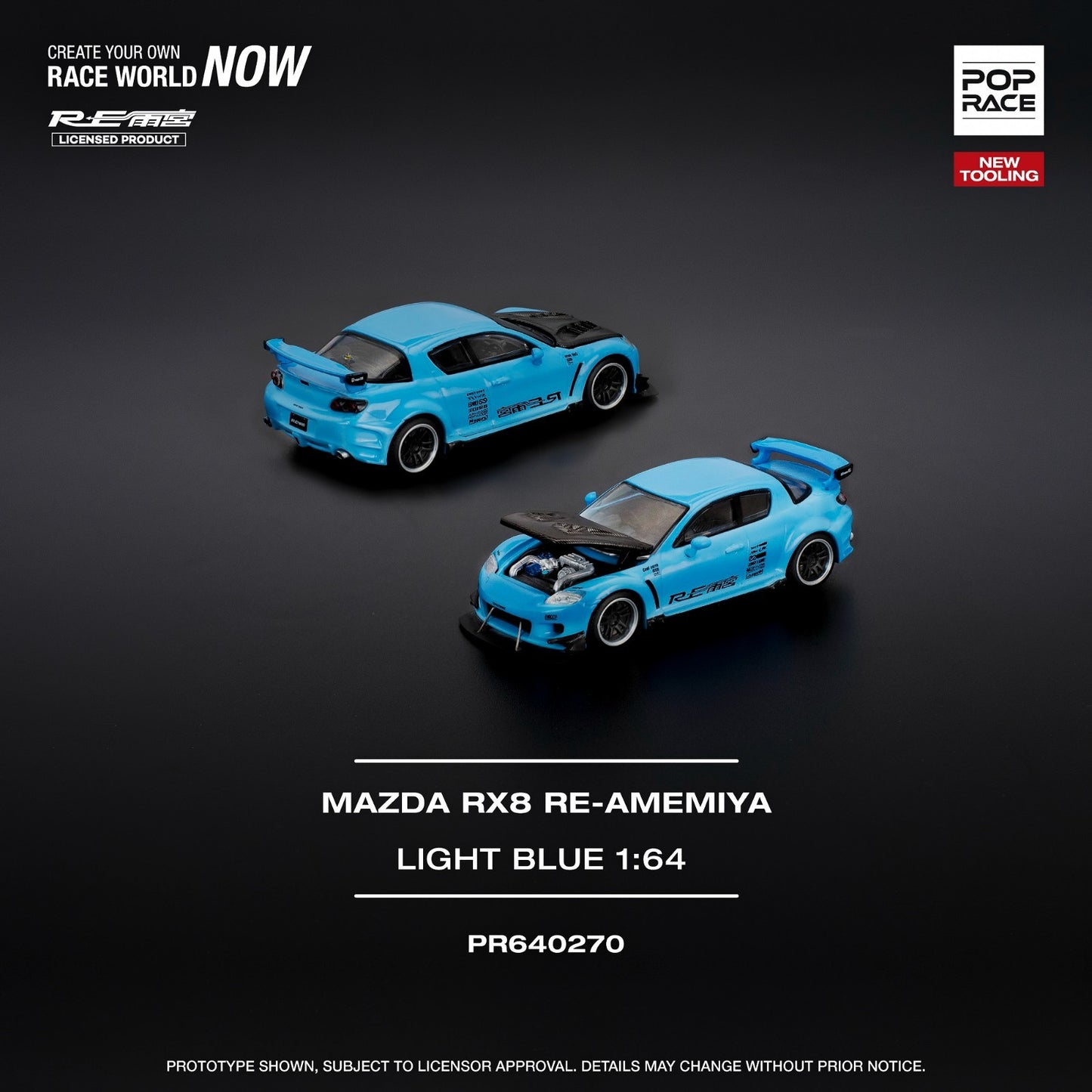 POPRACE 1:64 MAZDA RX-8 RE-AMEMIYA - LIGHT BLUE PR640270