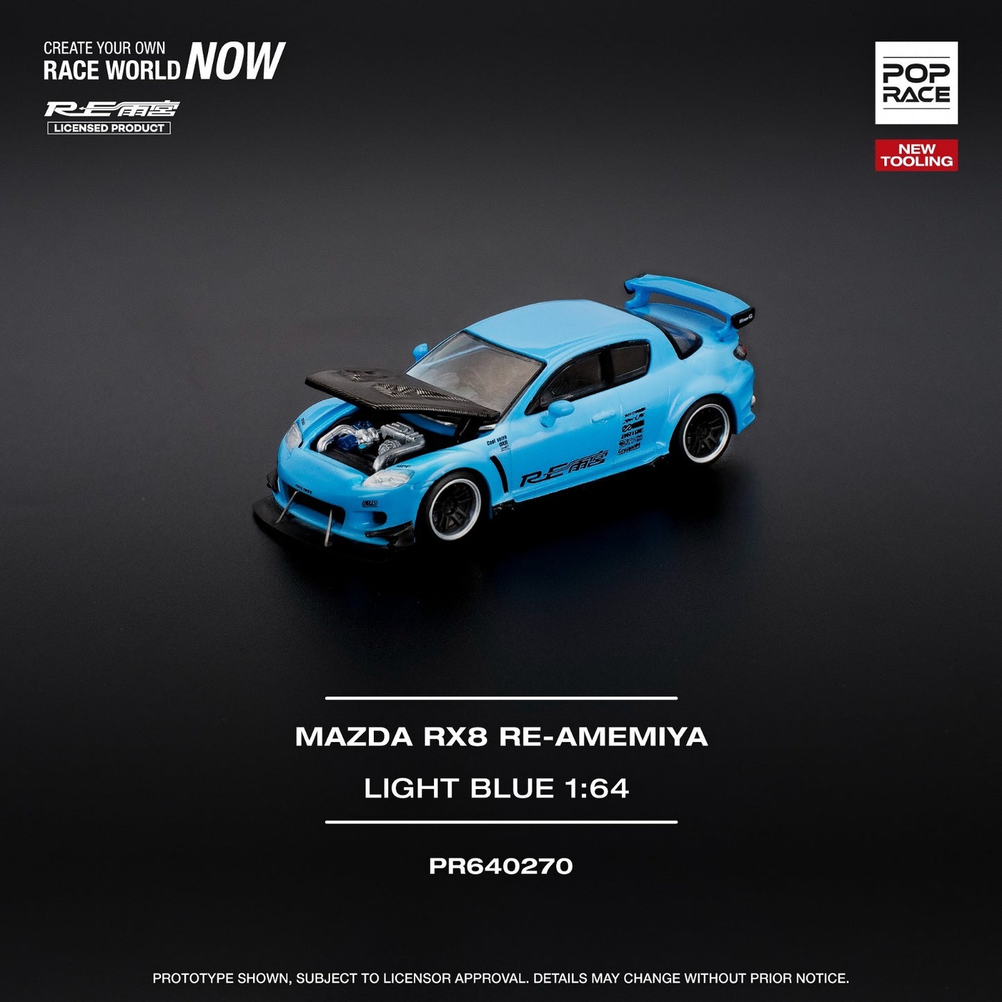 POPRACE 1:64 MAZDA RX-8 RE-AMEMIYA - LIGHT BLUE PR640270