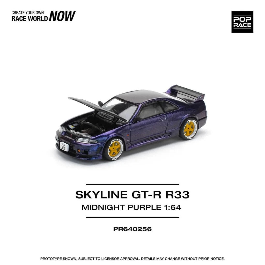 POPRACE 1:64 SKYLINE GT-R R33 NISMO MIDNIGHT PURPLE PR640256