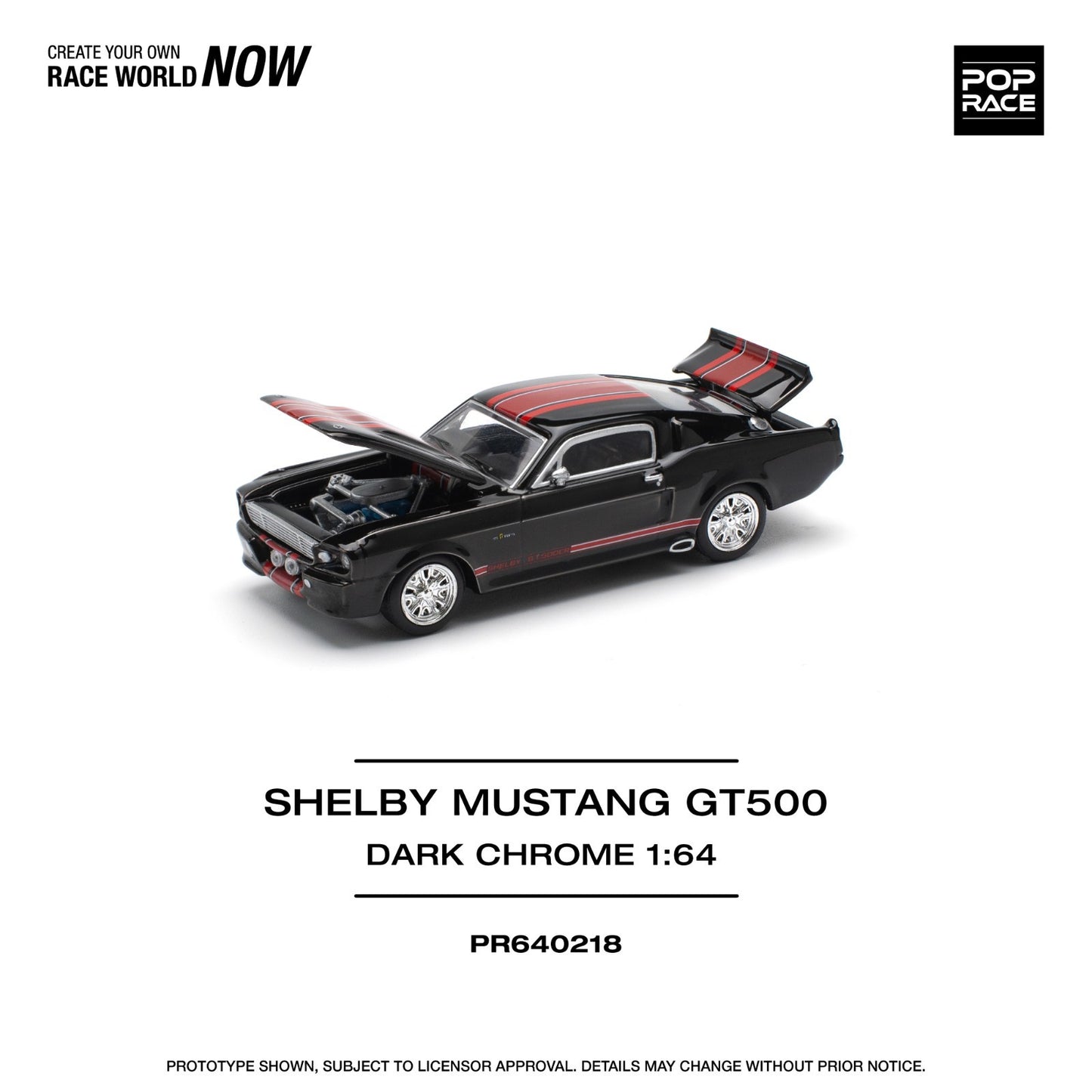 POPRACE 1:64 SHELBY MUSTANG GT500 DARK CHROME PR640218