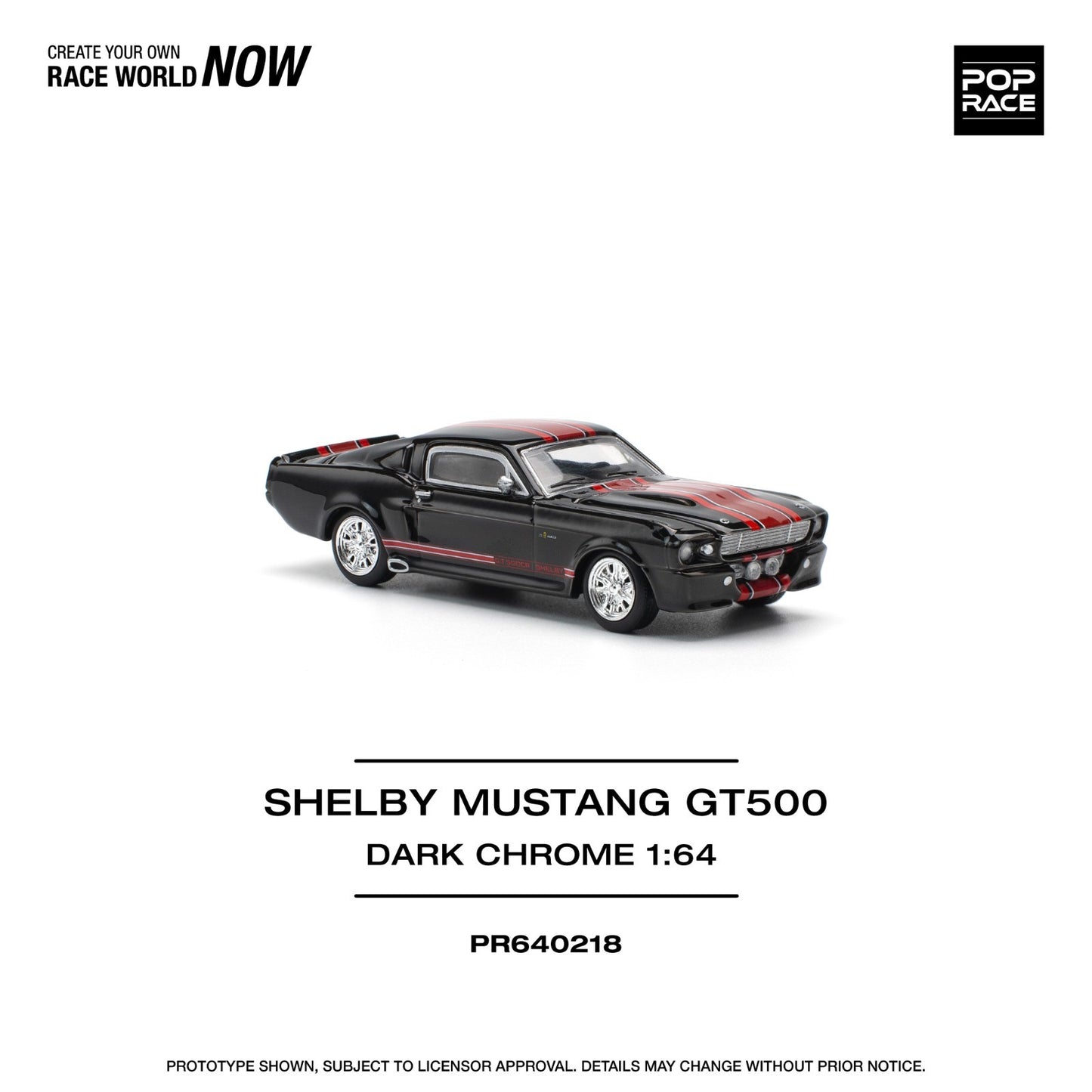 POPRACE 1:64 SHELBY MUSTANG GT500 DARK CHROME PR640218