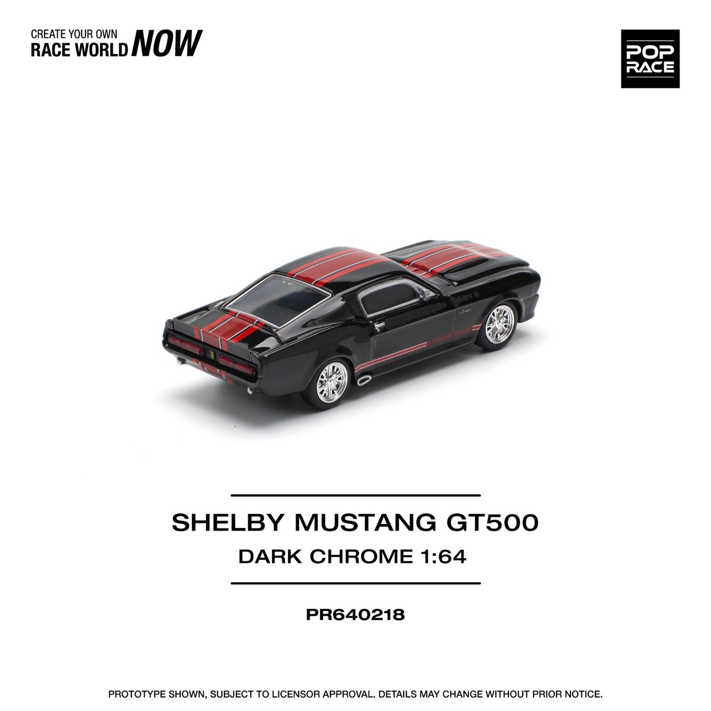 POPRACE 1:64 SHELBY MUSTANG GT500 DARK CHROME PR640218