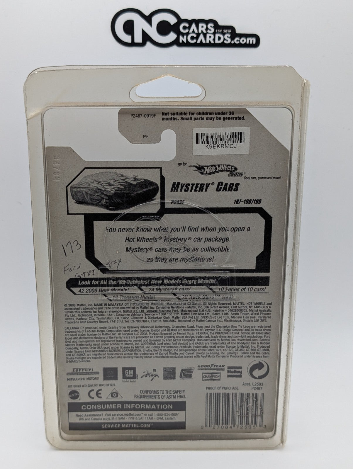 2009 Hot Wheels Mystery Cars 7/24 Ford GTX1 Silver Loose P2493