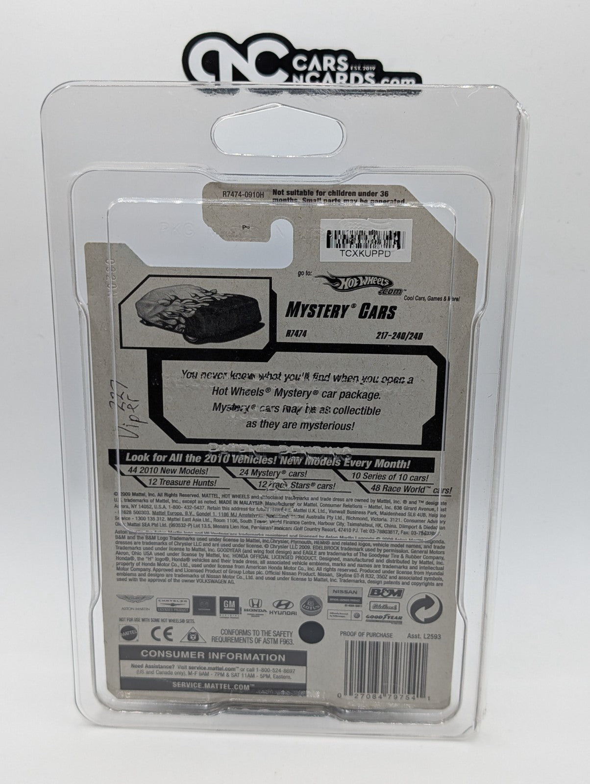 2010 Hot Wheels Mystery Cars 11/24 Dodge Viper GTS-R White Loose R7480