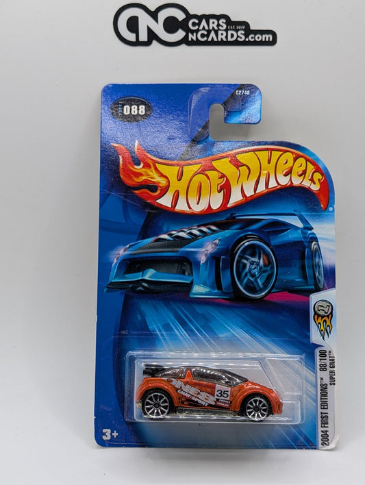 2004 Hot Wheels First Editions 88/100 Super Gnat Orange (Card Damage)