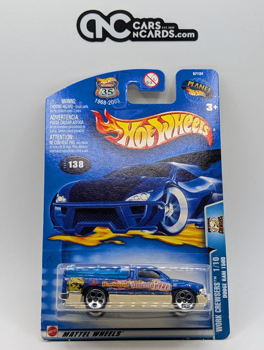 2003 Hot Wheels Dodge Ram 1500 Blue Howling Wolfman Pizza #138 (Soft Corners)