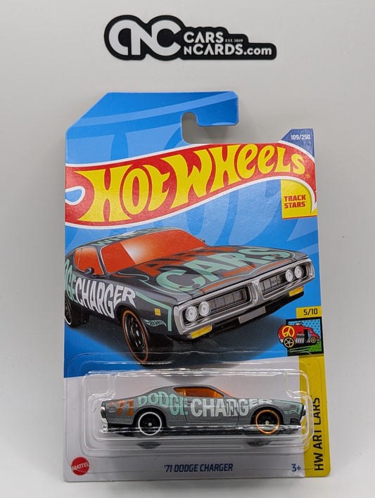 2022 Hot Wheels HW Art Cars 5/10 '71 Dodge Charger Gray 109/250 (Hook Crease)