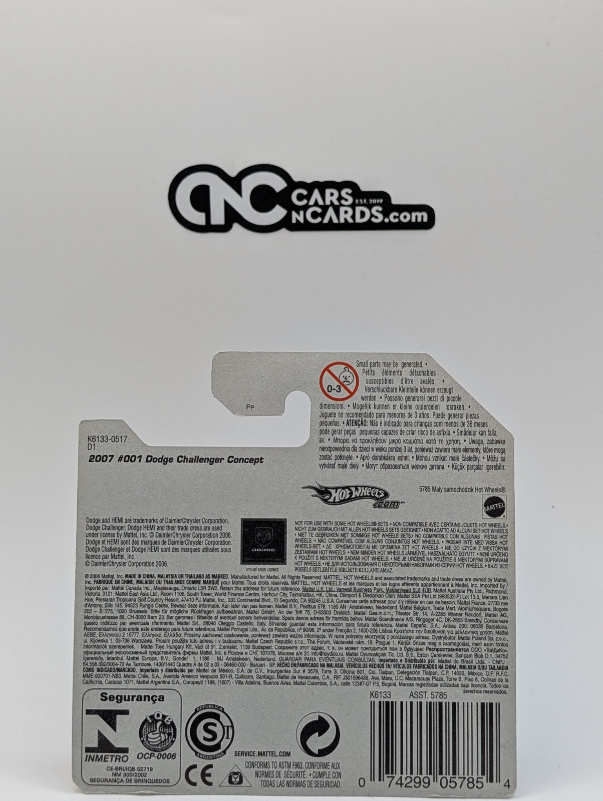 2007 Hot Wheels First Editions 1/36 Dodge Challenger Concept 1/156 Short Card