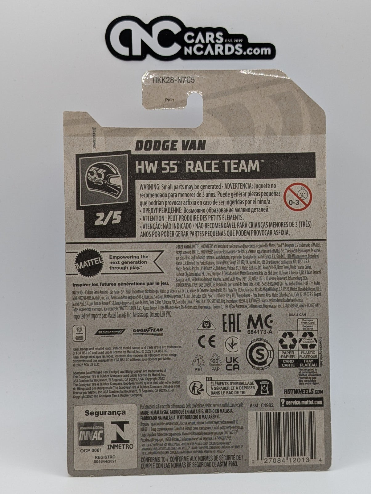 2023 Hot Wheels HW 55 Race Team 2/5 Dodge Van White 66/250