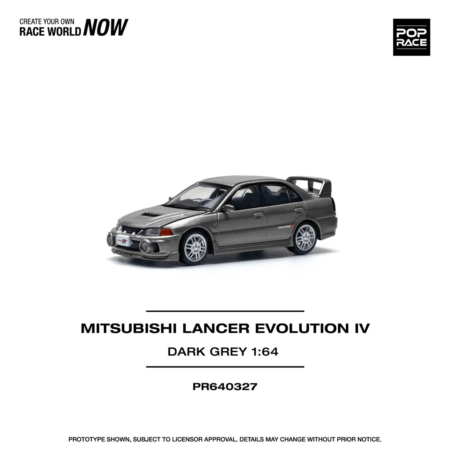 POPRACE 1:64 MITSUBISHI LANCER EVOLUTION IV DARK GREY PR640327