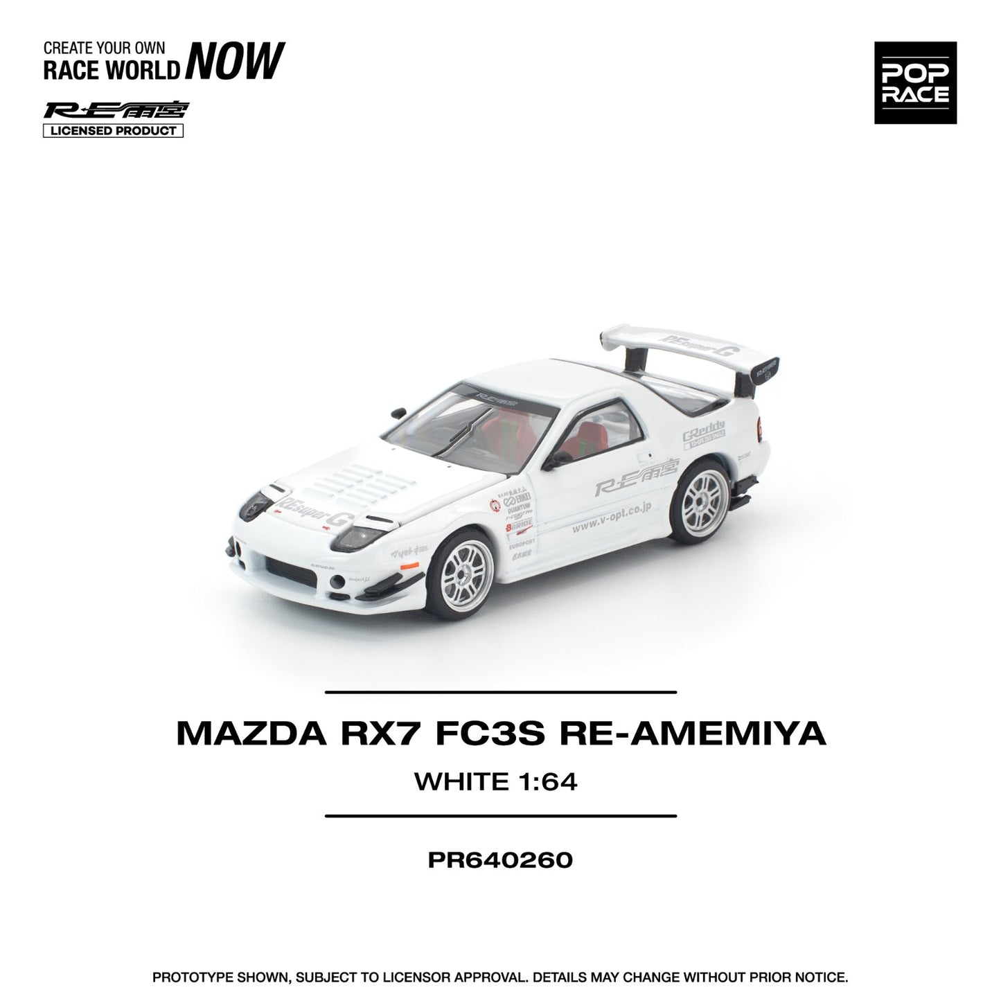 POPRACE 1:64 MAZDA RX7 FC3S RE-AMEMIYA WHITE PR640260