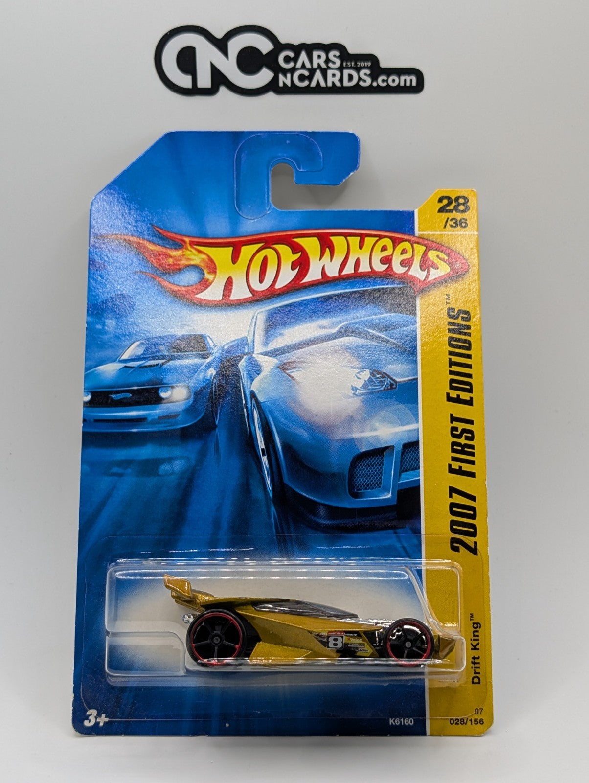 2007 Hot Wheels First Editions 28/36 Drift King Gold (Card Damage)