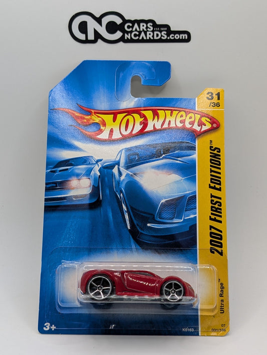 2007 Hot Wheels First Editions 31/36 Ultra Rage Red (Card Damage)