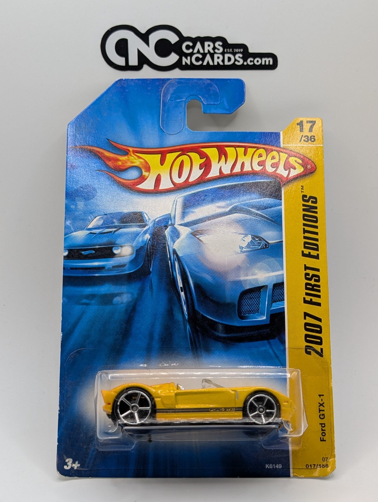 2007 Hot Wheels First Editions 17/36 Ford GTX-1 Yellow 17/156 (Card Damage)