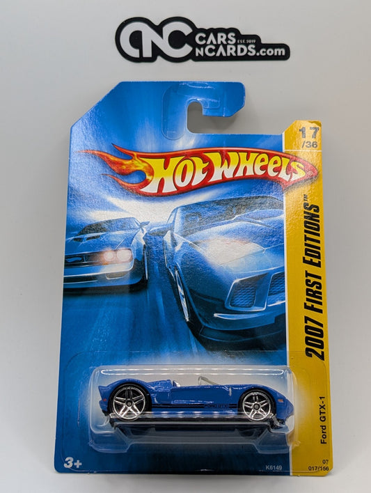 2007 Hot Wheels First Editions 17/36 Ford GTX-1 Blue 17/156 (Card Damage)