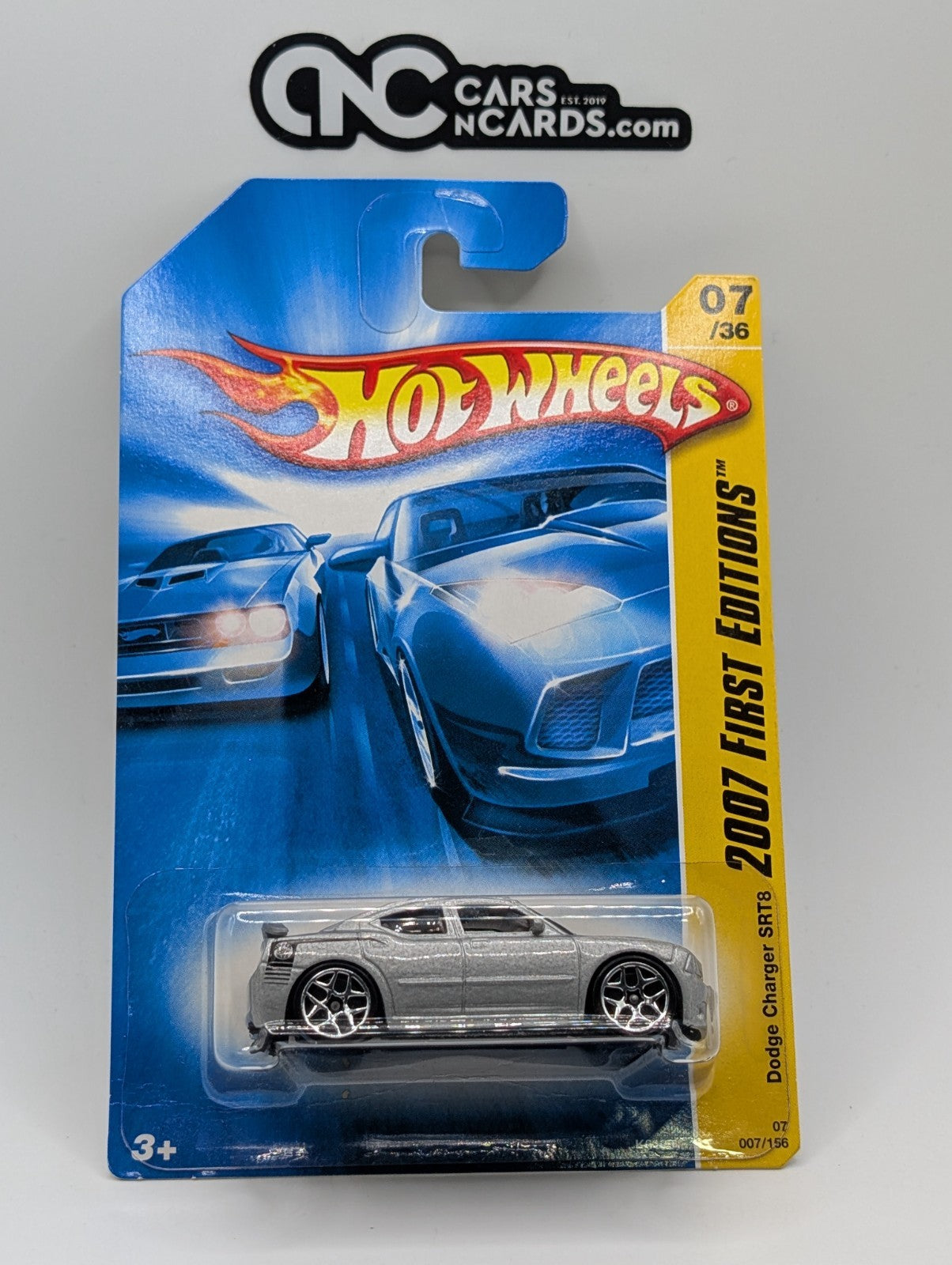 2007 Hot Wheels First Editions 7/36 Dodge Charger SRT8 Silver (Card Damage)