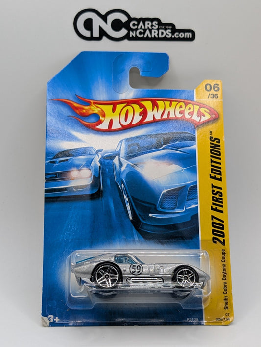 2007 Hot Wheels First Editions 6/36 Shelby Cobra Daytona Coupe Silver (Damaged)
