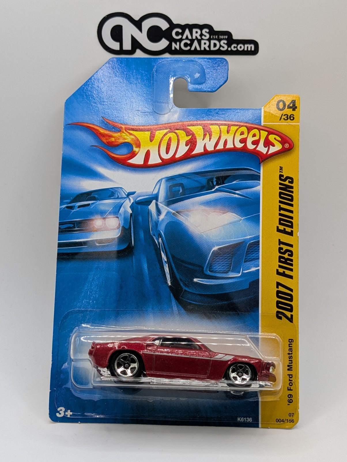2007 Hot Wheels First Editions 4/36 '69 Ford Mustang Red 5SP 4/156 (Card Crease)