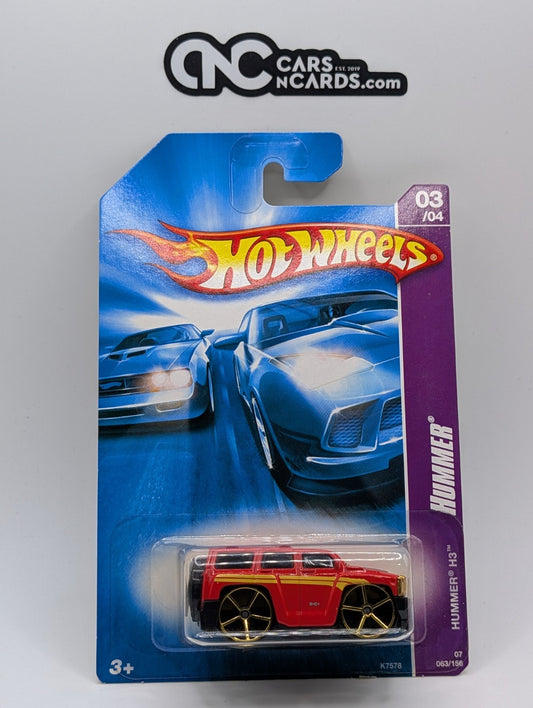 2007 Hot Wheels Hummer 3/4 Hummer H3 Red 63/156 (Soft Corners)